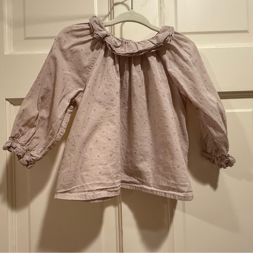 Bonpoint Beige Ruffle Top 18M